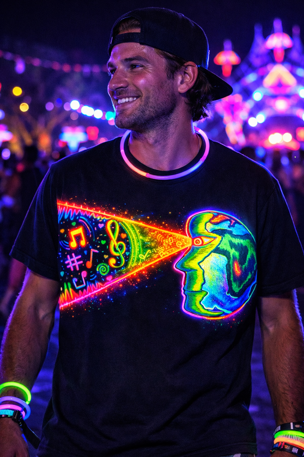 Psychedelic Vision - Black T-Shirt - POD