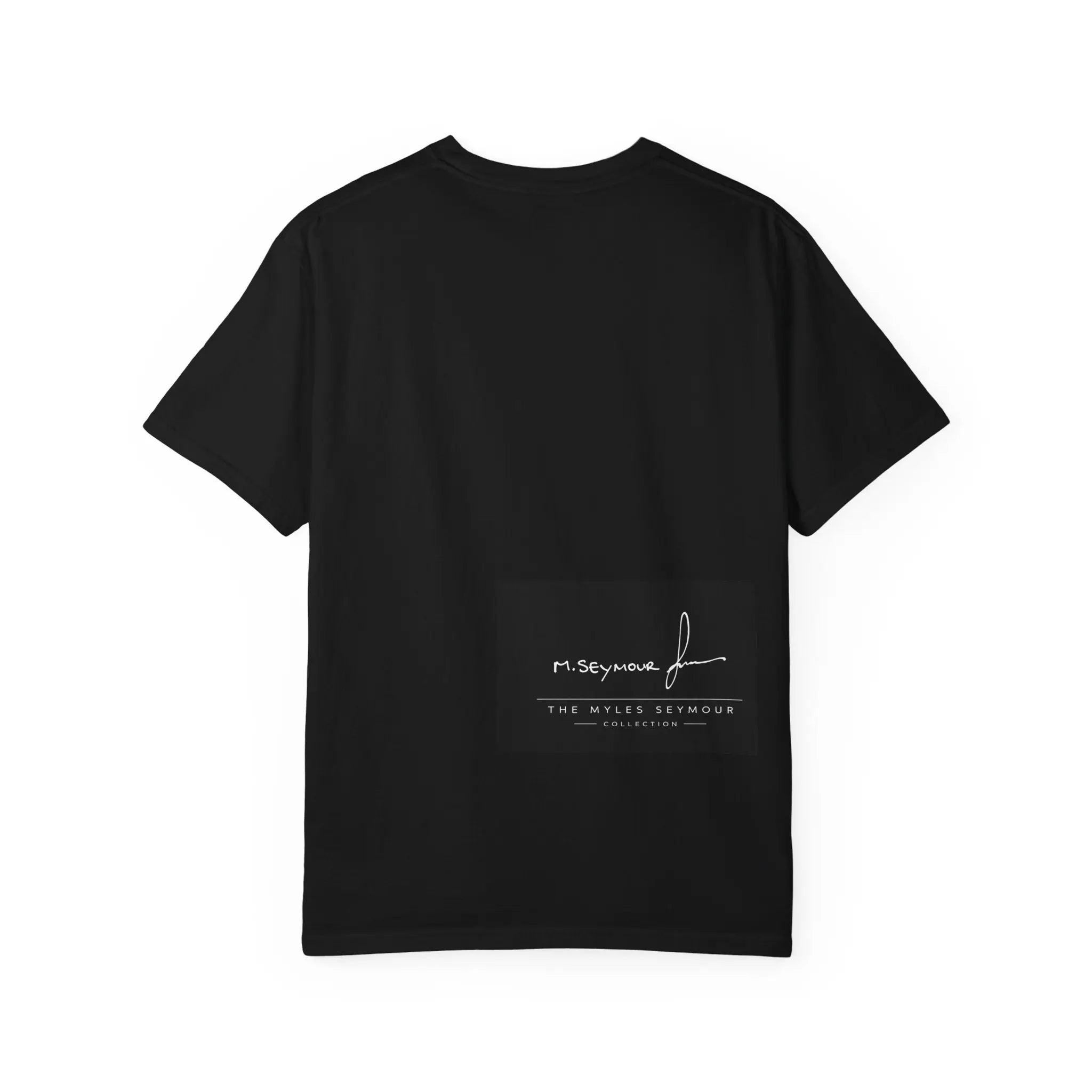 The Myles Seymour Collection Black T - Back with logo